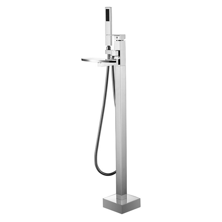 Bathroom Stand Alone Waterfall Bathtub Faucet Floor Mounted Bath Tap