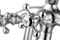 Chrome Floor Mount Tub Filler Bathroom Mixing Tap With Tel Handheld Shower Freestanding Triple Cross Knob Handle Bathtub Faucet