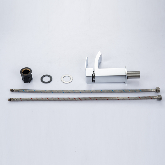 Factory Supplier Bathroom Sink Tap Deck Mounted Chrome Single Handle Single Cold Water Wash Hand Zinc Body Square Basin Faucet