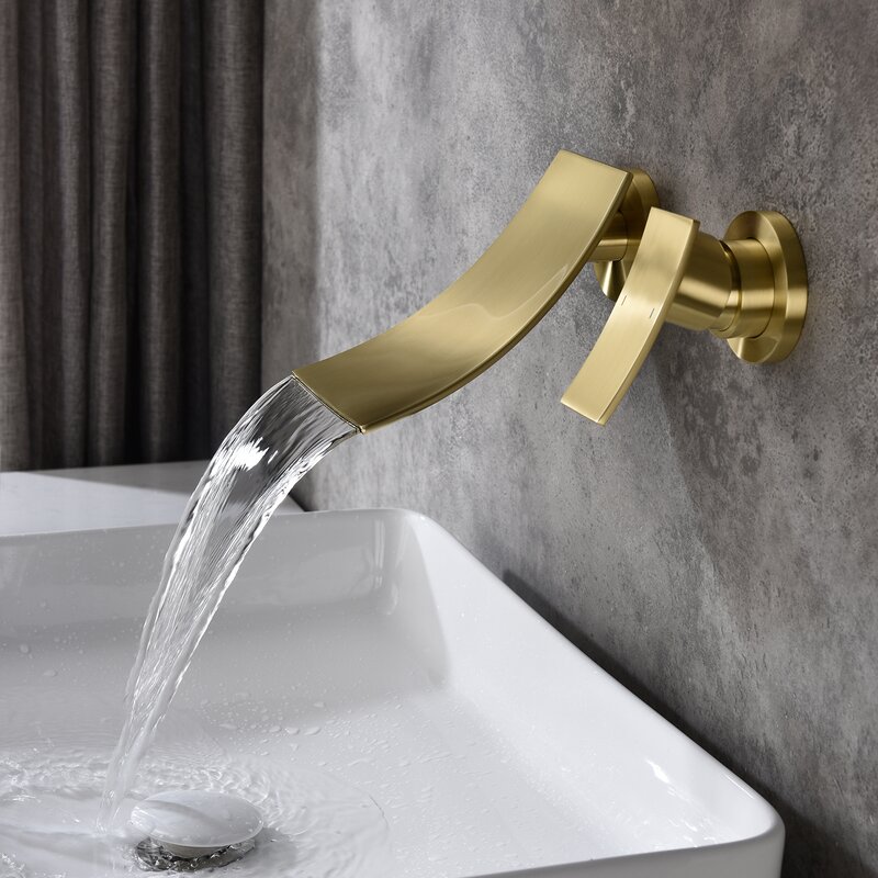 One Handle Brushed Gold Water Tap Hot Cold Mixer Hidden In Wall Mounted Concealed Basin Faucet