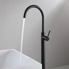 Bathroom Matte Black Round Free Standing Bathtub Faucet
