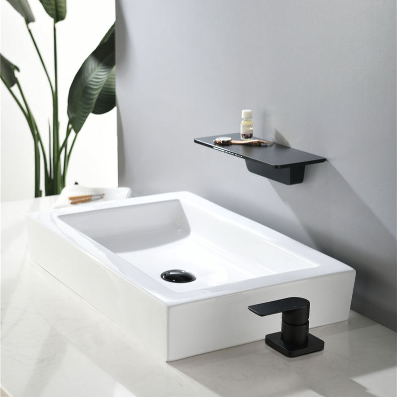 Bathroom Basin Mixer Waterfall Faucet Deck Mount Taps Mixers Washbasin Spout Tall Faucets Black Wall Mount Tap