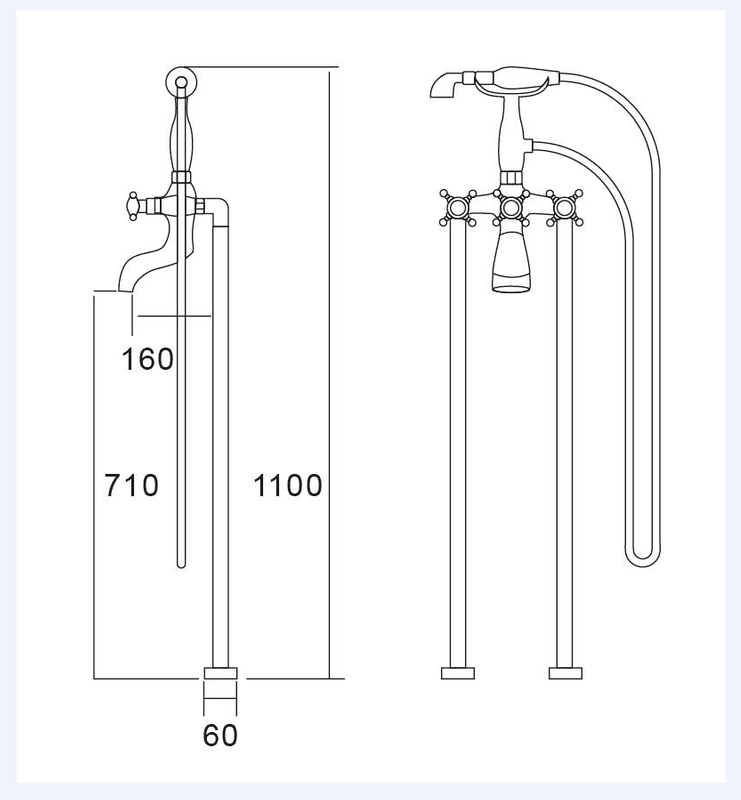 Orb Black Bath Tub Faucet Floor Mount Antique Filler Brass Shower Mixer Taps Faucets Hand Tap