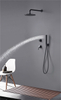 Stylish Bathroom Black Matte Wall Mounted Concealed Bath Shower Set Round Head 