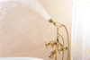 Antique Gold Triple Handle Freestanding Bath Tub Mixer Faucets Phone Style Floor Mounted Bathtub Faucet Claw Foot Tub Tap