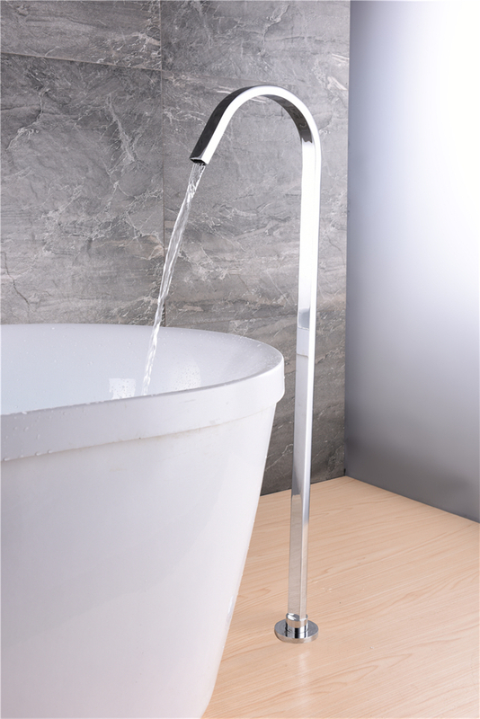 Chrome Finish Floor Mounted Bathtub Tub Filler Freestanding Bathtub Faucet