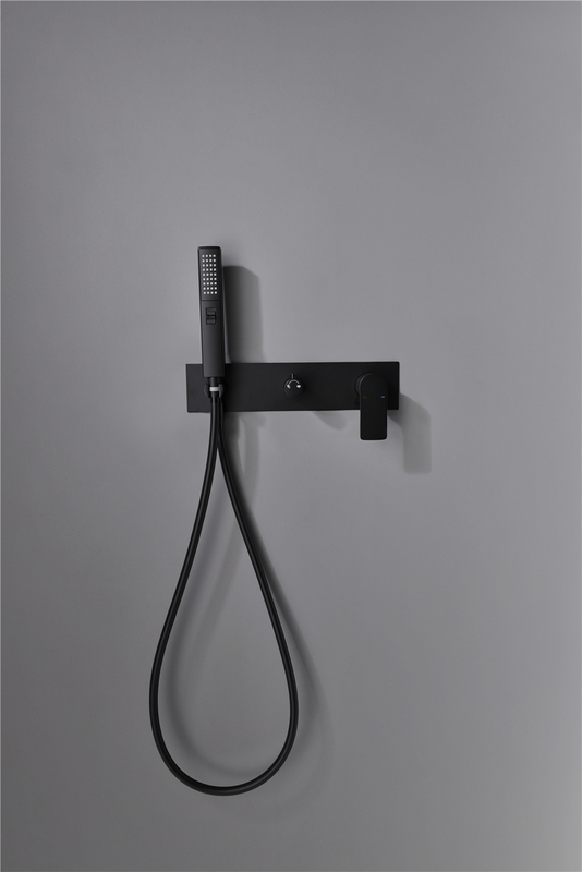 Bathroom Hotel European Brass Faucet Matte Black Ceiling Rain Bult in Wall Shower Set