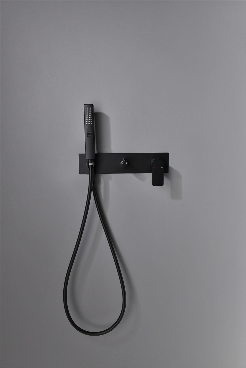 Bathroom Hotel European Brass Faucet Matte Black Ceiling Rain Bult in Wall Shower Set
