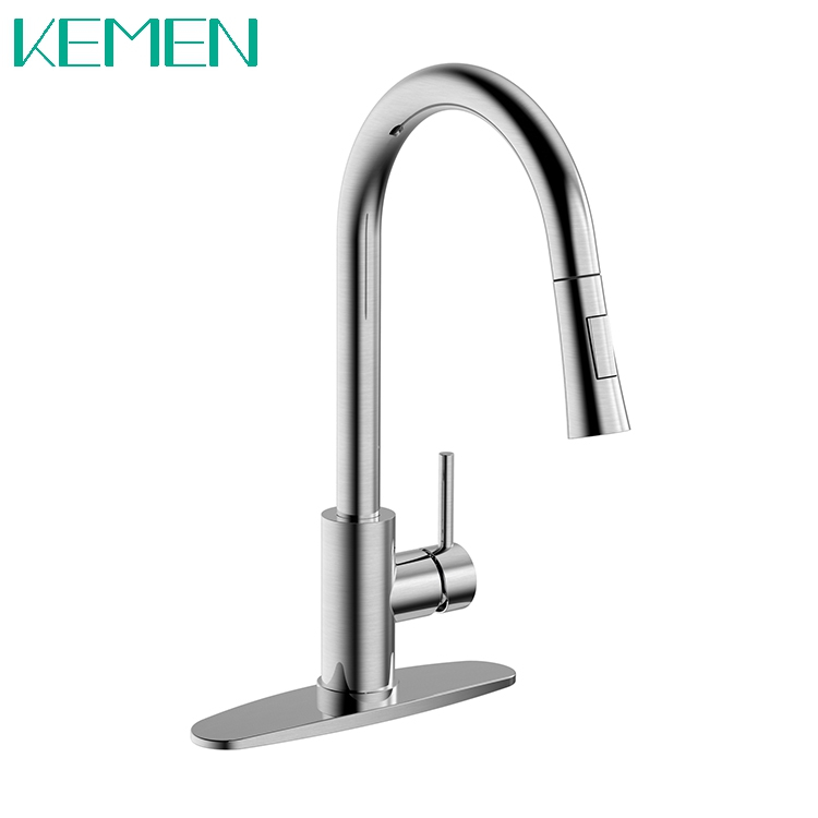 One Handle Kitchen Faucet 304 Stainless Steel Mixer Tap Lead-free Pull Down Kitchen Sink Faucet