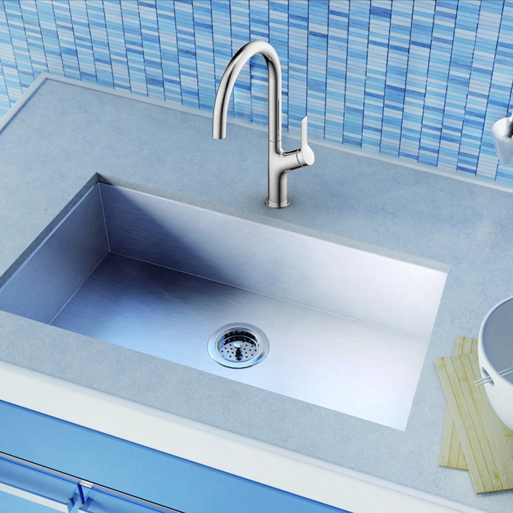 China Hot Sale One-handle Brushed Stainless Steel 304 Faucet Tap High Arc Mixer Kitchen Tap Lead-free Kitchen Faucet Mixer