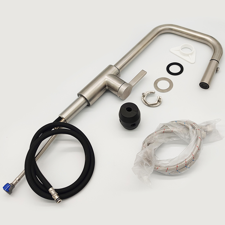 Hot And Cold Water Single Handle Kitchen Faucet 304 Stainless Steel Pull Down Kitchen Faucet