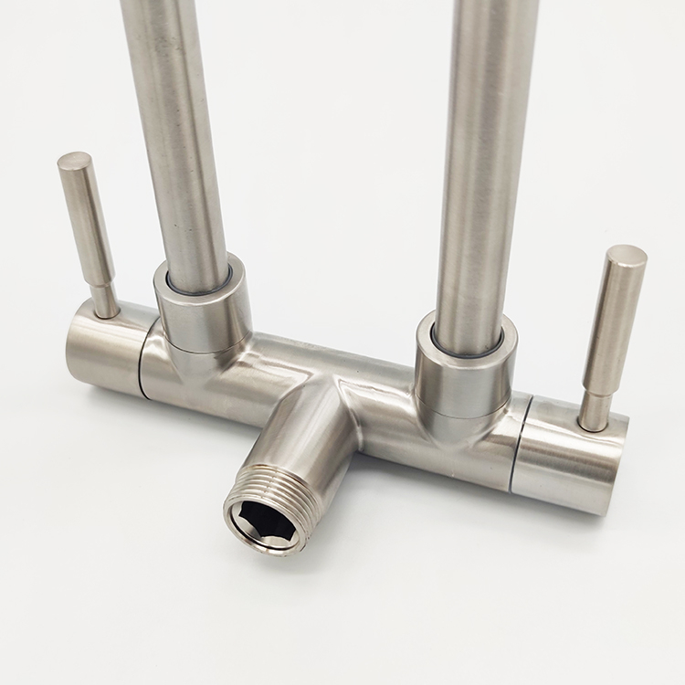 Double Tap 1 in 2 Out Any Degree Rotation Single Cold Water Sink Tap Wall Kitchen Faucet