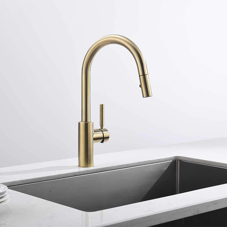 Amazon Hot Sale New Modern Style Pull Down Kitchen Mixer Gold Faucet 304 Stainless Steel Kitchen Tap Mixer Faucets