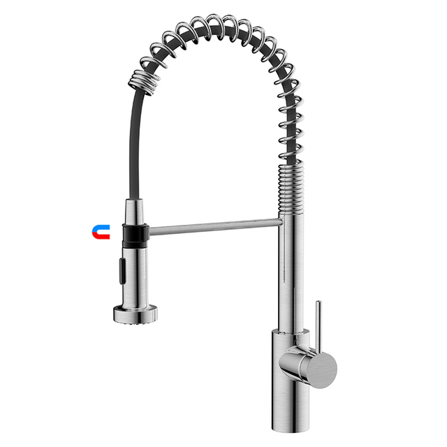 Flexible Spring Spray Stainless Steel Pull Down Kitchen Sink Faucet with Magnetic Mounted Sprayer