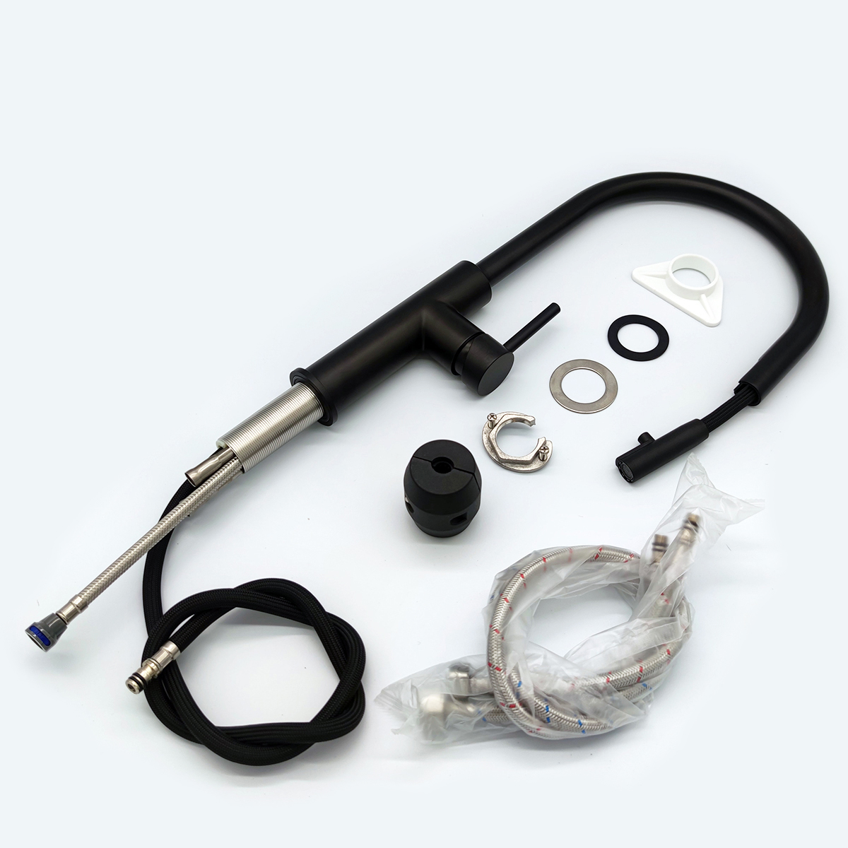 SS Kitchen Pull Down Faucet Green Product Fashion Style Brushed Finishing Kitchen Faucet Matte Black