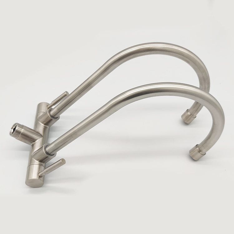 Double Tap 1 in 2 Out Any Degree Rotation Single Cold Water Sink Tap Wall Kitchen Faucet