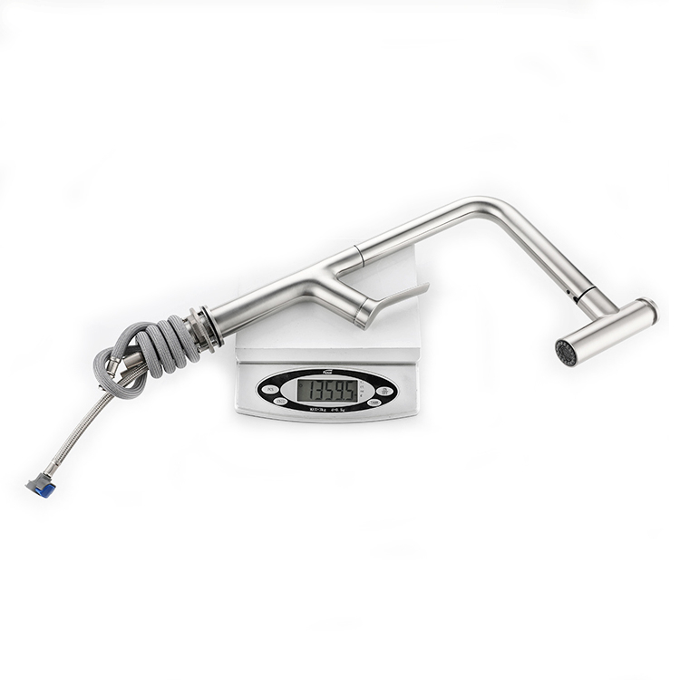 Commercial Kitchen Faucet Single Lever Pull Out Sprayer Flexible Mixer Taps Brushed Finished Kitchen Faucet