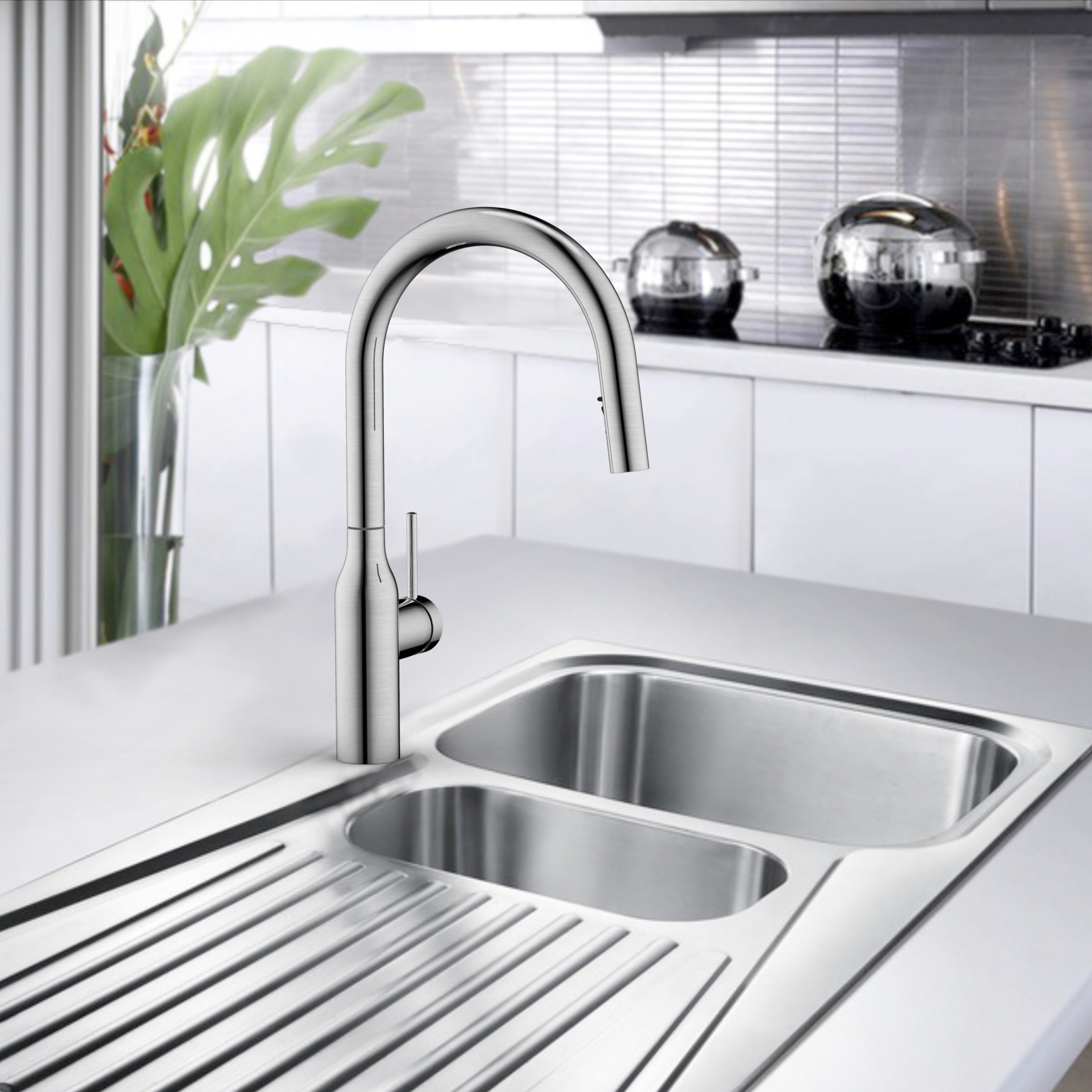 Professional Outlet 304 Stainless Steel Kitchen Faucets Hot And Cold Water Kitchen Faucet With Pull Down Sprayer