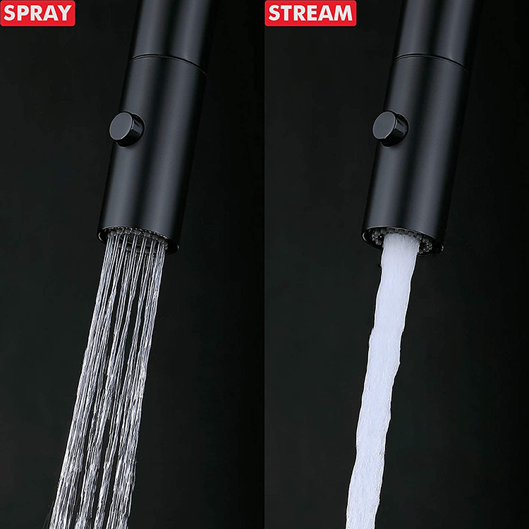 Amazon Hot Sale 304 Stainless Steel Kitchen Sink Water Mixer Black Color Pull Down Kitchen Faucet