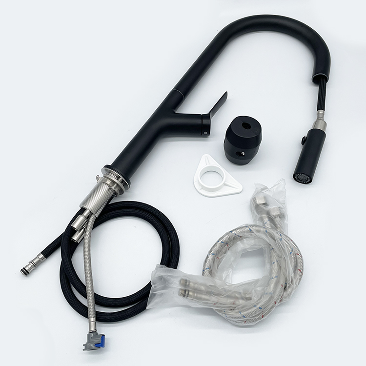 304 Stainless Steel Hot And Cold Water Flexible Hose for Kitchen Faucet with Pull Down Spray Black Color Kitchen Sink Tap
