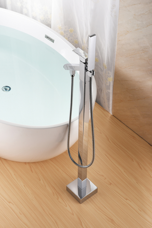 Brass Chrome Thermostatic Bathtub Mixer Factorys Price Floor-Mount Tap