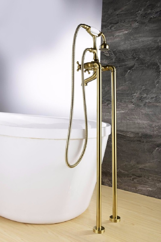 French Gold Modern Styles Deck-Mount Roman Bathtub Faucet
