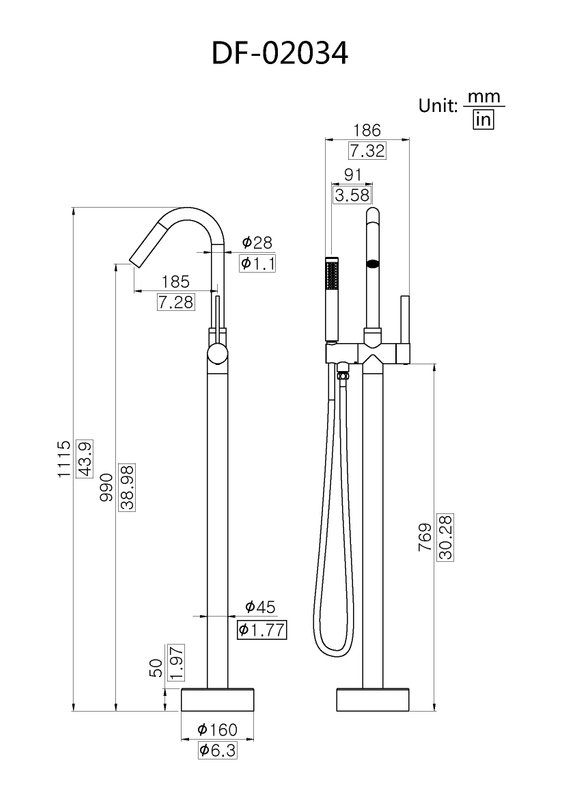 Kerox Cartridge Brass Freestanding Bathtub Filler Faucet DF-02034