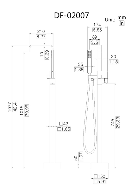 Square Style Freestanding Bathtub Faucet DF-02007