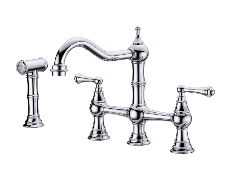 Brass Traditional Bridge Kitchen Faucet Mixer 1301027
