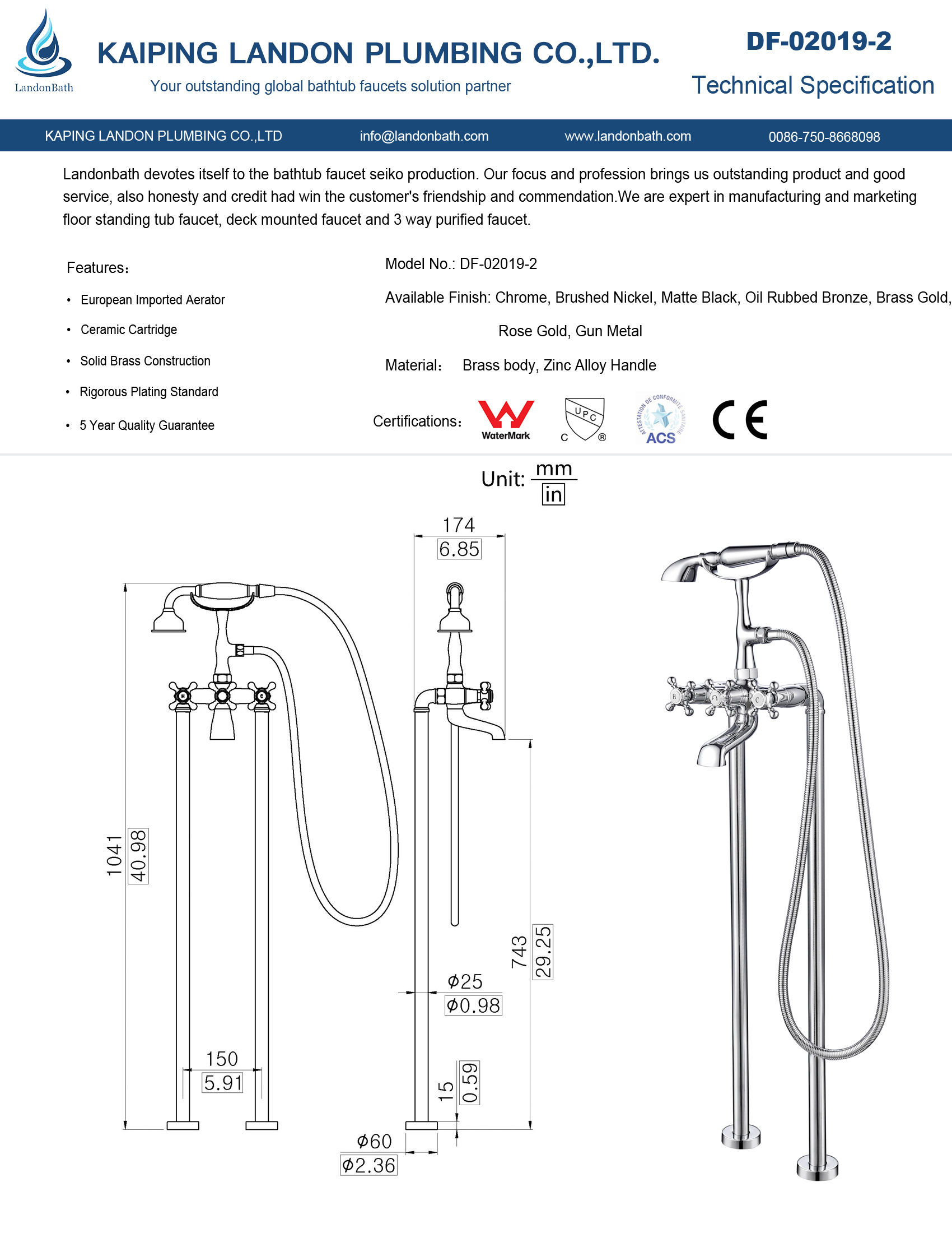 Vintage tub bath filler