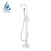 Floor Mounted Tub Filler Free Standing Bathtub Mixer Tap Faucet White Mount Freestanding Bath Long Neck Faucets Stand Alone