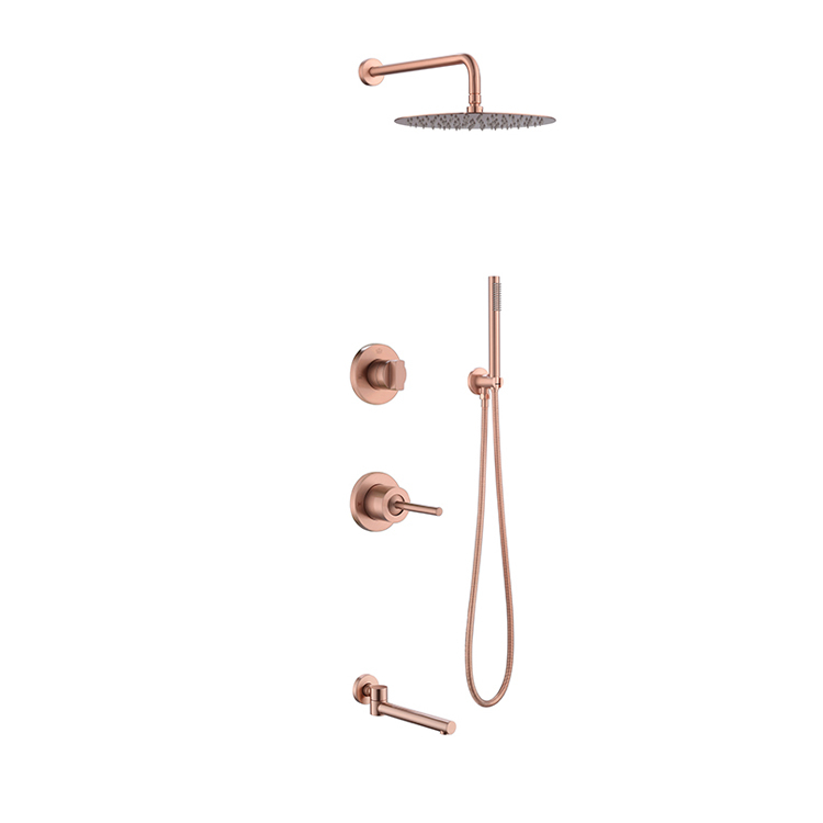 Gold Shower Wall Set Bathroom Rose Fixtures Handshower Standing Column Golden Cixi Sey Built In Rainfall Big Mixer Brushed