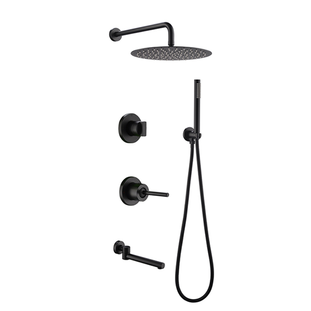 Washroom Wall Mounted Bathtub Mixer with Rainfall Head Brass Concealed Wall Mount Bathtub Faucet