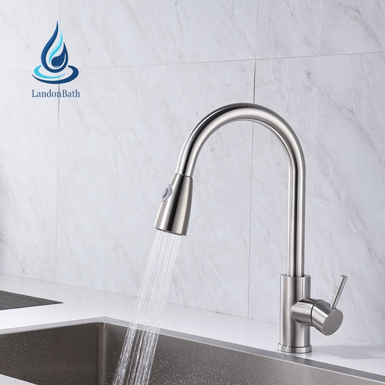 Hot sale gooseneck pulldown kitchen sink faucet mixer china water tap factory llaves de agua para cocina