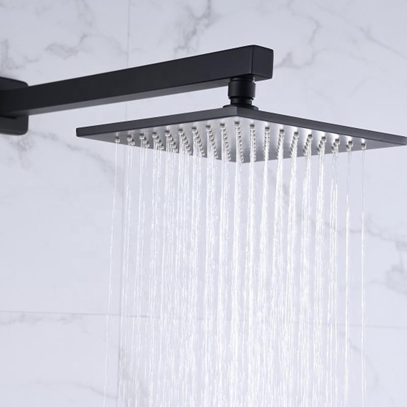 Black Shower Tub Faucet Combo Ceiling Rainfall Traditional Matt Showers Complete Large Rain Head Watermark Mixer Rail Set