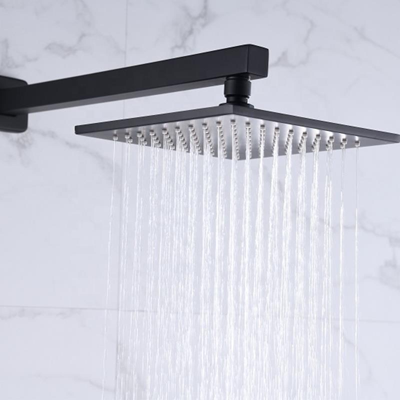 Black Shower Tub Faucet Combo Ceiling Rainfall Traditional Matt Showers Complete Large Rain Head Watermark Mixer Rail Set