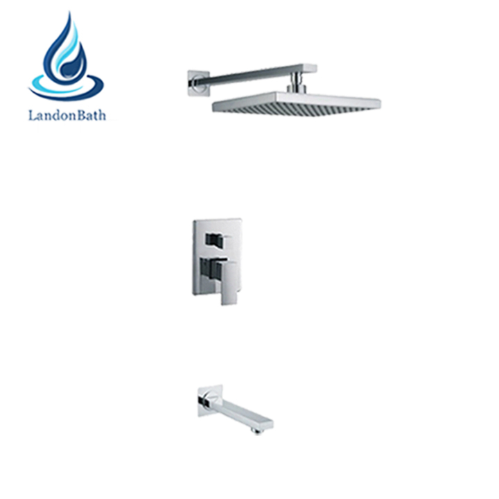 Plumbing Fixtures Shower Twin Station Rain Brass Faucet Bath Mixer High Quality Taps Faucets Whit Hand Stand Up Bathroom Tap