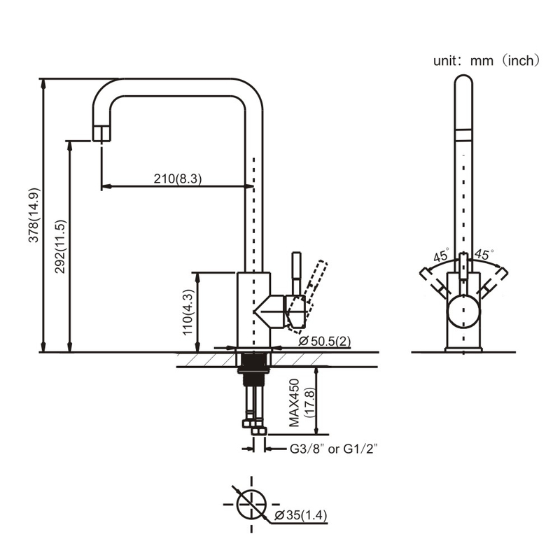 Sus 304 Single Lever Hot And Cold Mixer Tap Sink Kitchen Faucet Torneira Inox