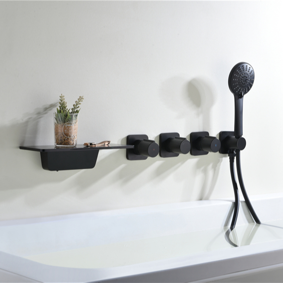 Wall Mounted Shower Mixers Water Fall Tap For Bathtub Faucets Conceal Hidden 5 Holes Bathroom Mixer Faucet Concealed Bath