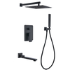 Shower Faucet Black Brass Bathroom Concealed Matte Mixer System Taps