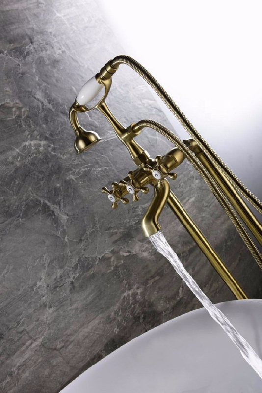 Sanitary Ware Freestanding Bathtub Brass Faucet Plated Gold
