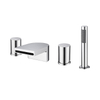 Modern Deck Mounted 4-Hole Brass Bath Mixer with Waterfall Deck Mount Bath Filler