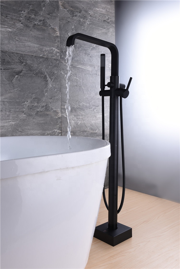 Freestanding Bathtub Faucet Black Floor Stand Bathtub Shower Faucets With Handheld Sprayer