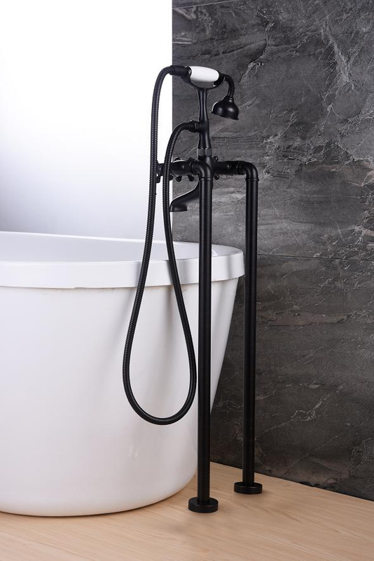 Orb Black Bath Tub Faucet Floor Mount Antique Filler Brass Shower Mixer Taps Faucets Hand Tap
