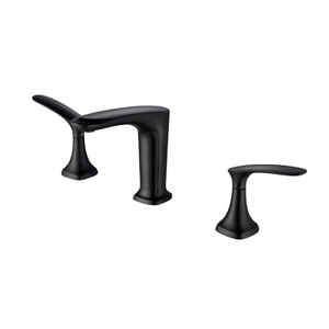 Bathroom Black 3 Hole Deck Mounted Brass Water Washbasin Faucet Double Handle Hot Cold