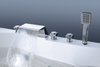 Factory Price Chrome 3 Handles Shower Basin Faucet Bathroom Set 5 Piece Water Fall Bath Mixer