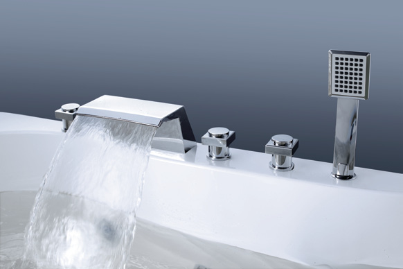 Factory Price Chrome 3 Handles Shower Basin Faucet Bathroom Set 5 Piece Water Fall Bath Mixer