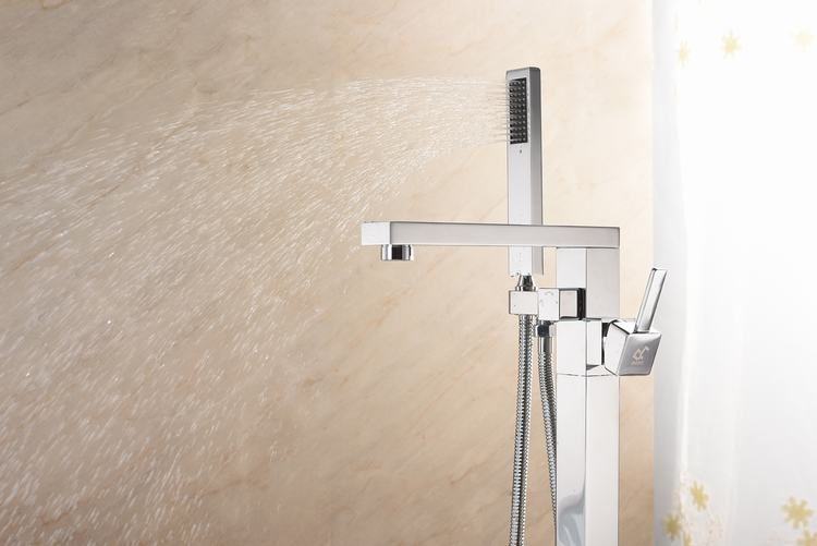 Hot Selling Bathroom Polished Chrome Floor Mount Freestanding Tub Filler Faucet