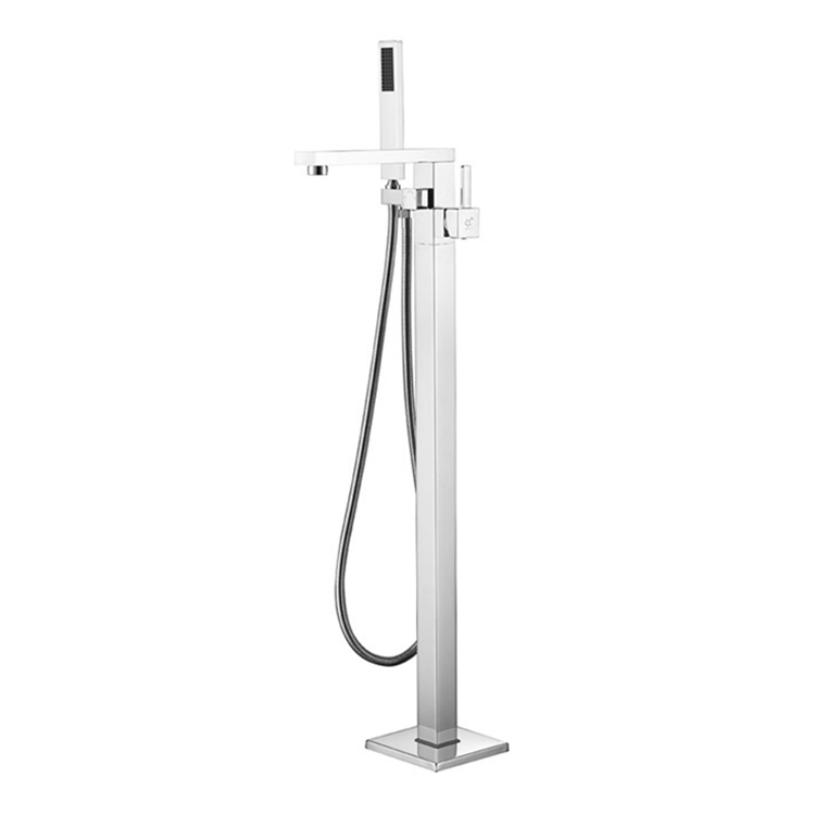 Hot Selling Bathroom Polished Chrome Floor Mount Freestanding Tub Filler Faucet