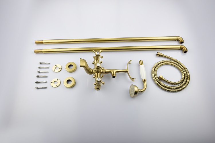 Grifo De Ducha De Laton Con Grifo De Oro Antiguo